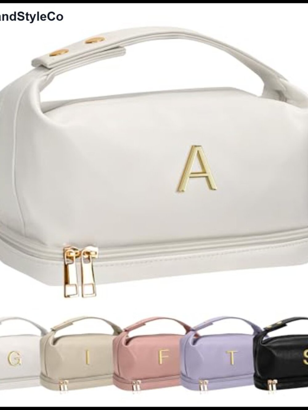 Personalized Double Layer Makeup Bag Waterproof PU Leather Cosmetic Travel